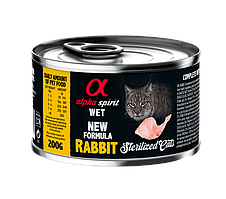 Повнораціонний вологий корм Alpha Spirit Rabbit Sterilized з кроликом для стерилізованих котів 200 г (as311315)