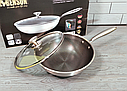 Сковорода глибока WOK з неіржавкої сталі 28 см Benson BN-590 / Сковорідка професійна, фото 5