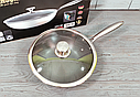 Сковорода глибока WOK з неіржавкої сталі 28 см Benson BN-590 / Сковорідка професійна, фото 4