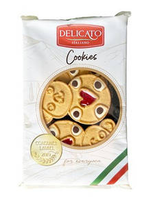 Печиво Delicato Italiano ведмедики з кремом та полуничним джемом, 200 г, 10 уп/ящ