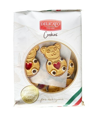 Печиво Delicato Italiano ведмедики з кремом та полуничним джемом, 500 г, 10 уп/ящ