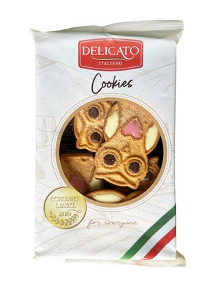 Печиво Delicato Italiano сови з кремом та цукровою посипкою, 200 г
