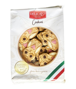 Печиво Delicato Italiano сови з кремом та цукровою посипкою, 500 г, 10 уп/ящ