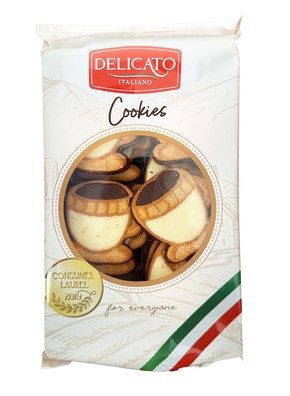 Печиво Delicato Italiano чашечки з кремом та цукровою посипкою, 200 г, 10 уп/ящ