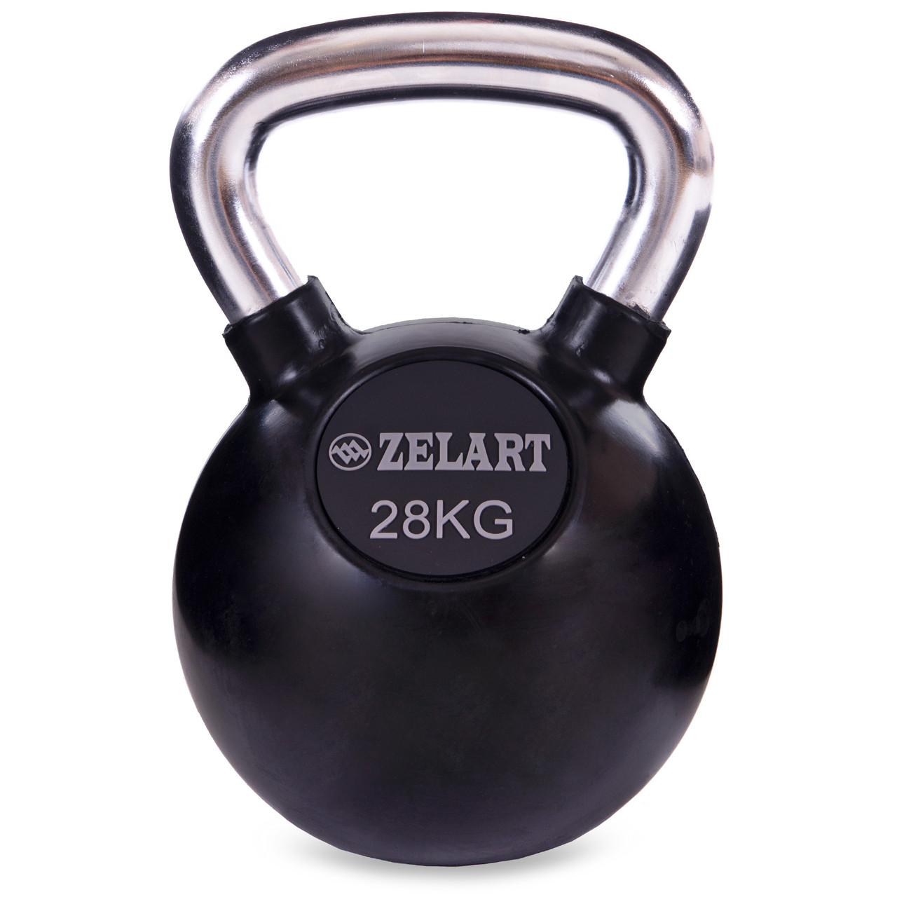Гиря гумова з хромованою ручкою 28 кг Zelart TA-5162-28
