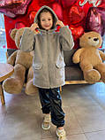 Дитяче демісезонне пальто Teddy для дівчинки від 6 років на весну осінь Осіння пухнаста хутряна подовжена демі куртка 122, фото 5
