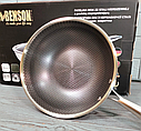 Сковорода глибока WOK з неіржавкої сталі 26 см Benson BN-589 / Сковорідка професійна, фото 7
