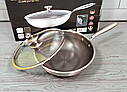 Сковорода глибока WOK з неіржавкої сталі 26 см Benson BN-589 / Сковорідка професійна, фото 5