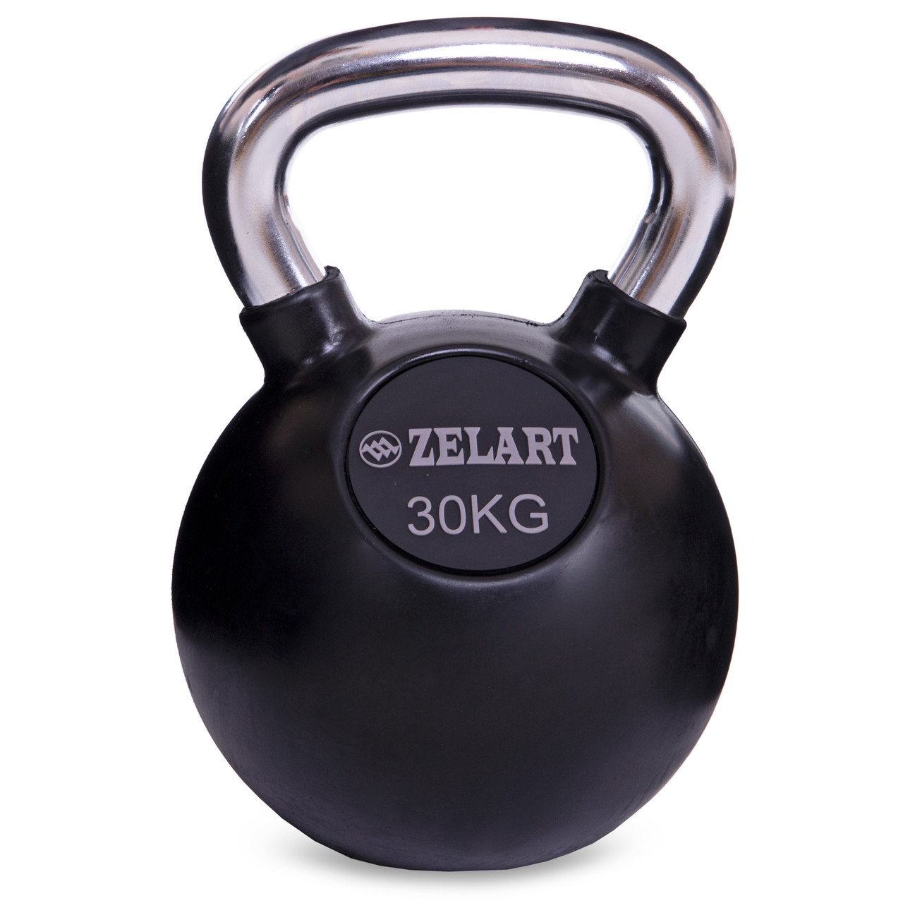 Гиря гумова з хромованою ручкою 30 кг Zelart TA-5162-30