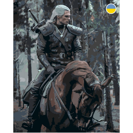 Картина за номерами Відьмак на коні 40*50 см Орігамі (LW3107), фото 1