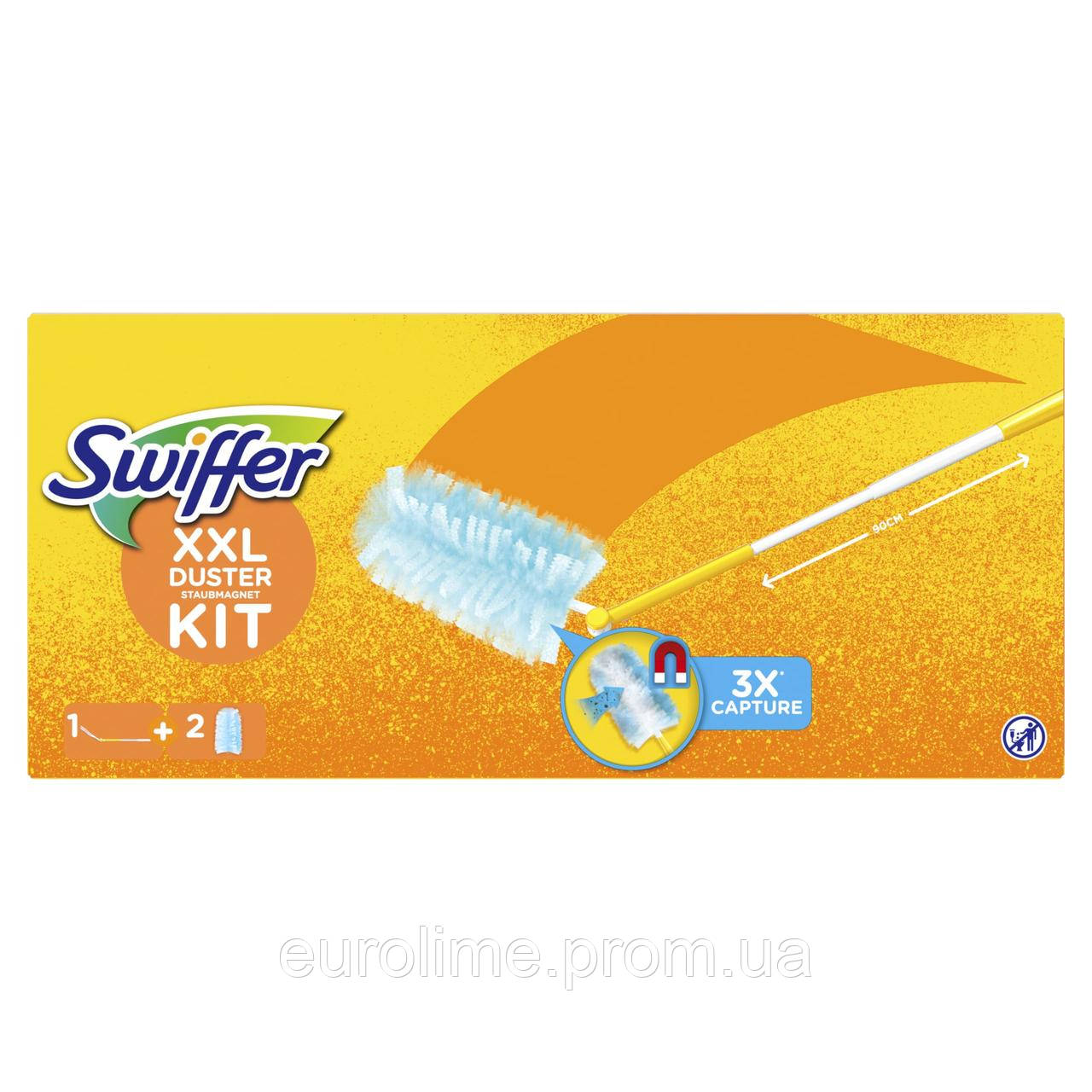 Щітка Swiffer XXL Телескопічна ручка для сухого прибирання пилу 2+1