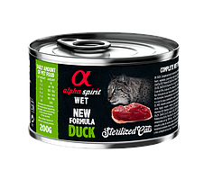 Повнораціонний вологий корм Alpha Spirit Duck Sterilized з качкою для стерилізованих котів 200 г (as311155)