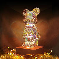 Ночник-светильник светодиодный 3D,Медведь Фейерверк