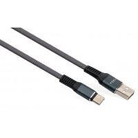 Дата кабель USB 2.0 AM to Type-C 1m flat nylon gray Vinga (VCPDCTCFNB1GR) p