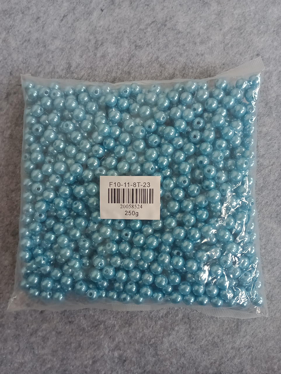 250 грамів/пластикові намистини "люкс"/Розмір — 8 мм. (прим, 1000 шт.) Колір бірюзовий.
