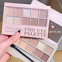 Палетка тіней для повік Miss Lara Pro Eye Palette 10 кольорів з блискітками ніжно-рожеві та кремові тони