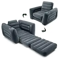 Надувное кресло-трансформер 2в1 66551 Intex, 117х224х66 см, кресло-кровать, с подстаканником