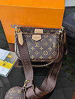Сумка женская Луи Витон / Louis Vuitton 3 в 1 стиль ЛЮКС с коричневым ремнем