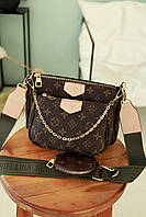 Женская сумка 3 в 1 кожаная Louis Vuitton, клатч через плече Луи Витон 3 в 1
