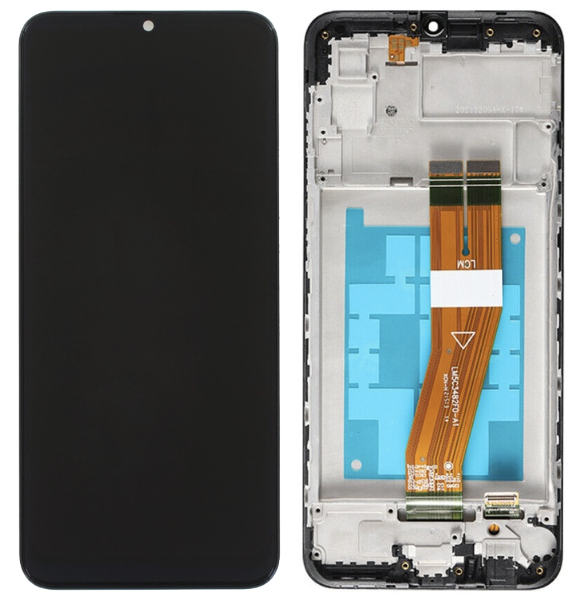 Дисплей (екран) для Samsung A035F Galaxy A03 + тачскрин, чорний, 160.5 x 72 mm, гарної якості, з передньою