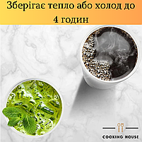 Термокухоль 500мл Cooking House, термокружка, термо-чашка біло-чорного кольору, фото 5