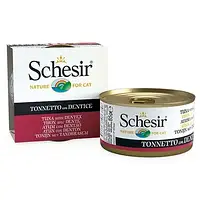 Schesir Tuna with Dentex ШЕЗИР ТУНЕЦ С ЗУБАНОМ в желе натуральные консервы для котов, влажный корм, банка 85г