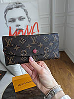 Женский кошелек Louis Vuitton коричневый+ бордовый большой Луи Виттон