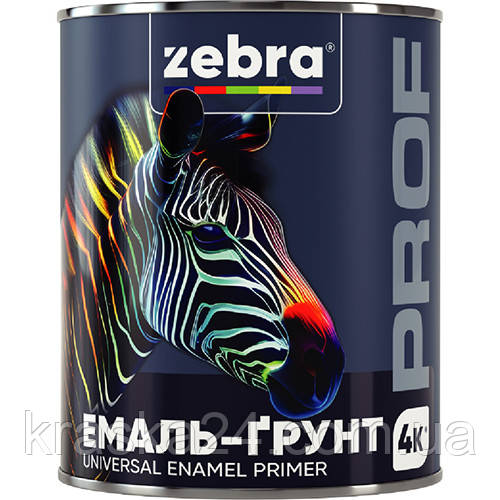 Емаль-грунт "ZEBRA" серія PROF біла матова 0,8 кг