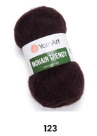 Нитки пряжа для в'язання мохерова MOHAIR TRENDY YARNART Мохер Тренді ЯрнАрт № 123 - коричневий