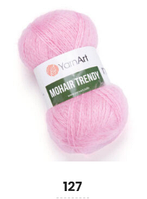 Нитки пряжа для в'язання мохерова MOHAIR TRENDY YARNART Мохер Тренді ЯрнАрт № 127 - рожевий