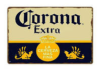 Винтажная металлическая табличка Corona Extra RESTEQ 30х20 см. Металлическая вывеска для декора Corona Extra