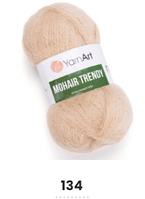 Нитки пряжа для в'язання мохерова MOHAIR TRENDY YARNART Мохер Тренді ЯрнАрт № 134 - бежевий