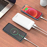 Повербанк BOROFONE 19A-20000мАг Power Bank 2хUSB, MicroUSB/Type-C, протиударний, вогнетривкий Білий, фото 2