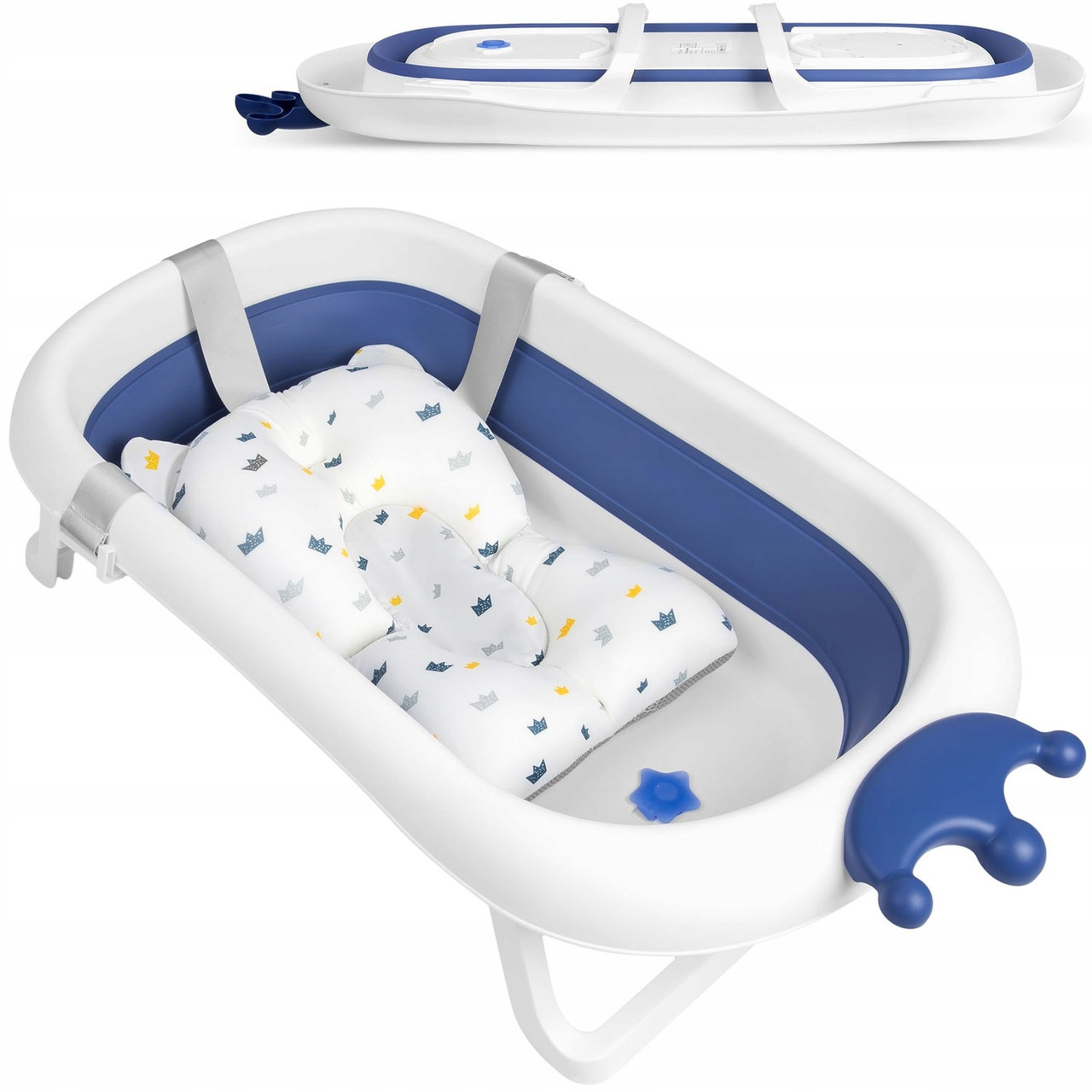 Складана ванночка дитяча з подушкою біло-блакитна RICOKIDS РК-280