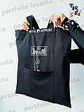 Торба з щільного котону з кишенею чорна збільшена без друку Розмір: 40cм х 47см, фото 7