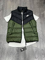 Мужская жилетка Nike из не продуваемой плащевки мужская черная с зеленым безрукавкой найк Toyvoo Чоловіча