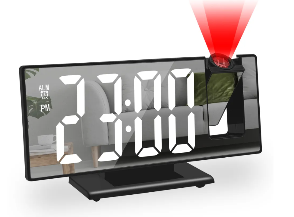 Настільний електронний годинник з обертовим проєктором часу на 180°, Чорний, Athand