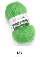 Нитки пряжа для в'язання мохерова MOHAIR TRENDY YARNART Мохер Тренді ЯрнАрт № 137 - зелений