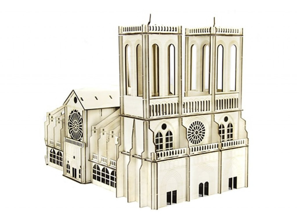 "Собор Нотр-Дам де Парі", дерев'яний конструктор, 202 деталі, 3D-пазл, фото 1