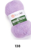 Нитки пряжа для в'язання мохерова MOHAIR TRENDY YARNART Мохер Тренді ЯрнАрт № 138 - бузковий