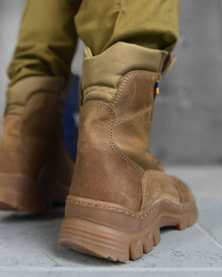 Весенние высокие нубуковые ботинки койот, тактическая обувь для армии на резиновой подошве 41 - фото 7 - id-p2112543745