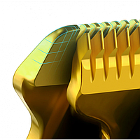 Новинка! Триммер аккумуляторный для стрижки волос и бороды HC-228 с LED дисплеем + 3 насадки Золотой