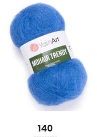 Нитки пряжа для в'язання мохерова MOHAIR TRENDY YARNART Мохер Тренді ЯрнАрт № 140 - синій