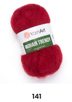 Нитки пряжа для в'язання мохерова MOHAIR TRENDY YARNART Мохер Тренді ЯрнАрт № 141 - червоний