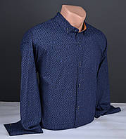 Мужская рубашка G-port с узором Большого РАЗМЕРА синяя Турция 1170 Б