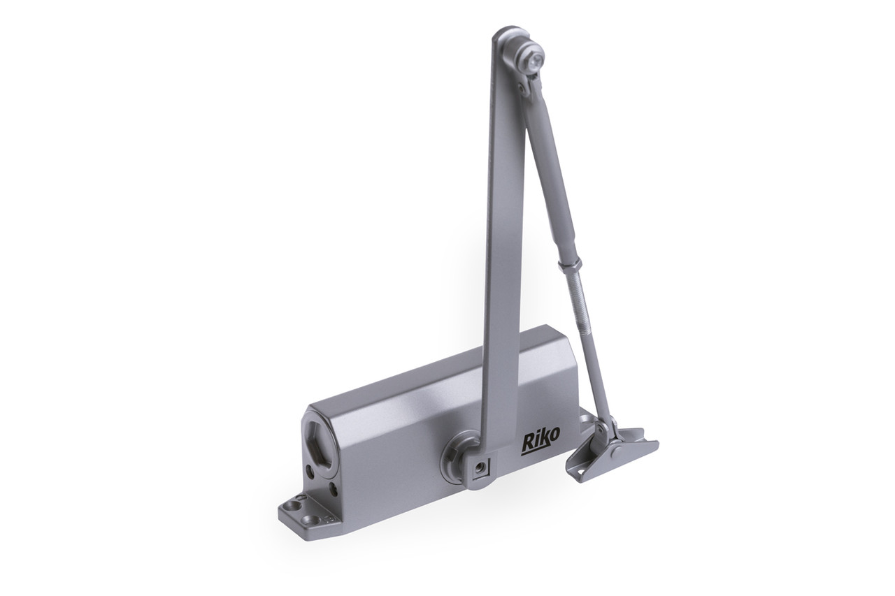 Дотягувач дверей Riko EN3 (до 65кг/950мм) срібло (РАЛ 9006), фото 1