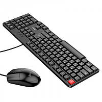Новинка! Проводная клавиатура с мышью HOCO GM16 RU/ENG раскладка Чёрная