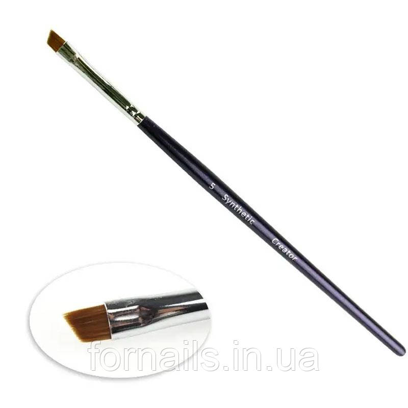 Пензель для брів Creator Synthetic 5, скошена, синтетична, фото 1