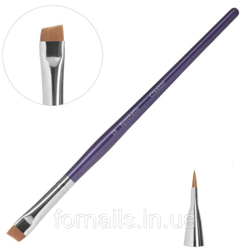 Пензлик для брів Creator Synthetic 19, скошений, синтетичний, фото 1