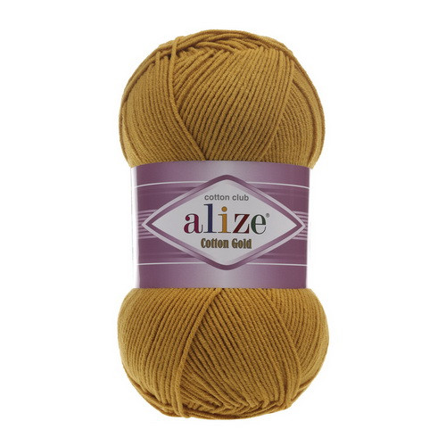 Пряжа бавовняна Alize Cotton Gold Гірчиця №02 (Алізе Коттон Голд) 100гр, 330м нитки для в'язання